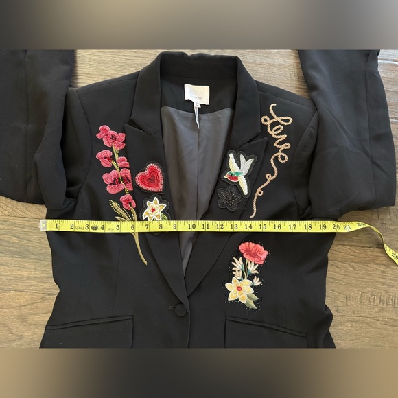 Cinq à Sept Cheyenne Western Americana Appliqué Scrunched Blazer Size 14 - Picture 7 of 9